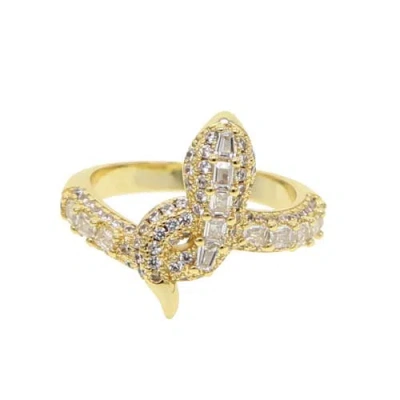 Mazin Jewels Pave Snake Ring In Gold
