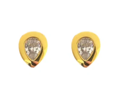 Mazin Jewels Pear Studs In Gold