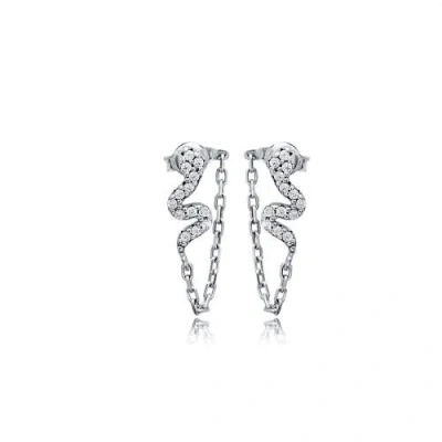 Mazin Jewels Snake Chain Earrings In Silver