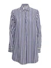Mazzarelli Aurora Blue Striped Shirt With Pockets In Blu