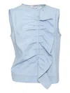 Mazzarelli Barbara Denim Blouse With Ruffles In Blue