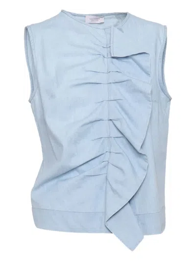 MAZZARELLI BARBARA RUFFLED DENIM TOP