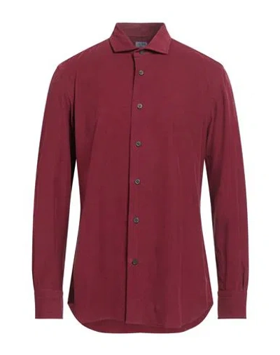 Mazzarelli Blu Man Shirt Burgundy Size 32 Cotton