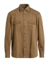 Mazzarelli Blu Man Shirt Khaki Size 15 ¾ Cotton In Brown