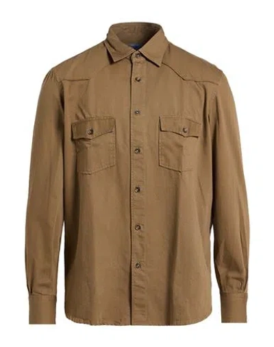 Mazzarelli Blu Man Shirt Khaki Size 15 ¾ Cotton In Brown