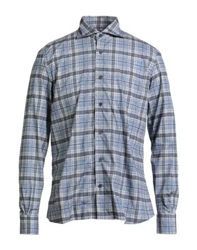 Mazzarelli Blu Man Shirt Navy Size 16 Cotton In Blue