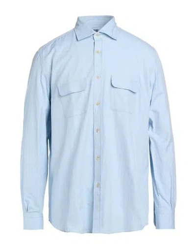 Mazzarelli Blu Man Shirt Sky Blue Size 17 Cotton