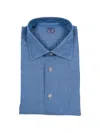 Mazzarelli Camicia In Cotone Denim Slim Fit In Blue