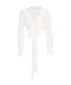 Mazzarelli Camicia Bianca In Seta E Cotone Con Ricami