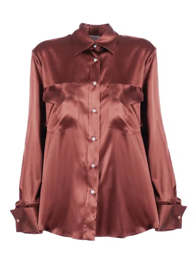 Mazzarelli Camicia In Seta Mod. Michela In Brown