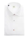 Mazzarelli Camicie Camicia 穿 Celeste Bianco 修身版型 In White