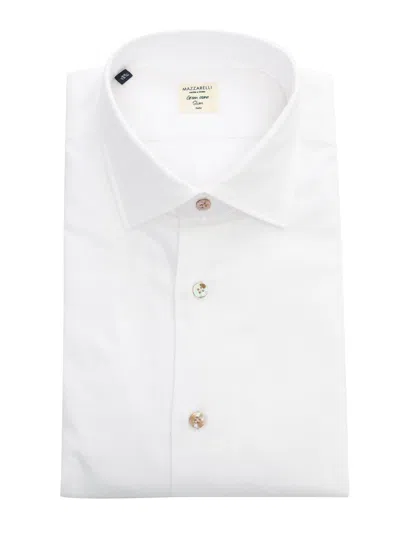 Mazzarelli Camicie Camicia 穿 Celeste Bianco 修身版型 In White