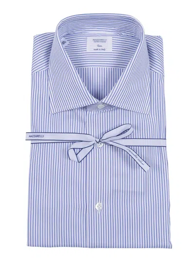 Mazzarelli Camicie Camicia In Cotone A Righe Blu E Bianca 修身版型