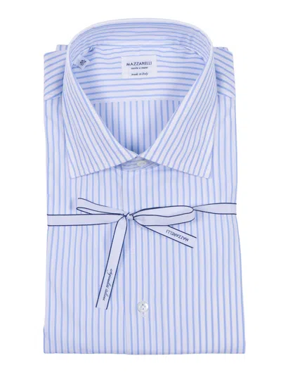 Mazzarelli Camicie Camicia In Cotone A Righe Celeste E Bianco 修身版型 In Blue