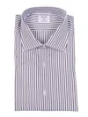 Mazzarelli Camicie Camicia In Cotone A Righe Marrone E Bianca 修身版型 In Multi