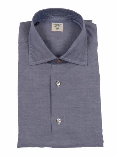 Mazzarelli Camicie Camicia In Cotone 牛津蓝色修身版型 In Blu