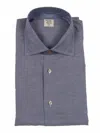 Mazzarelli Camicie Slim-fit Blue Oxford Cotton Shirt In Blue