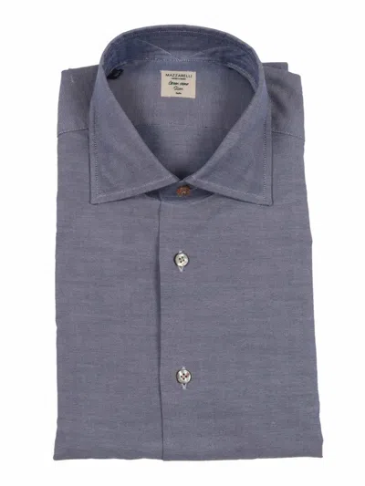Mazzarelli Camicie Slim-fit Blue Oxford Cotton Shirt