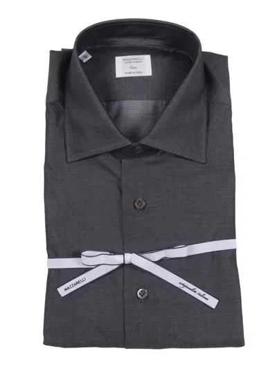 Mazzarelli Camicie Slim-fit Gray Twill Shirt In Multi