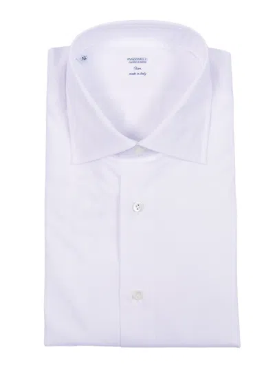 Mazzarelli Camicie White Slim Fit Cotton Shirt