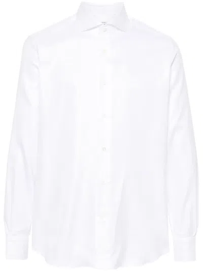 Mazzarelli Spread-collar Cotton Shirt In White