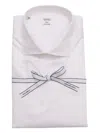 Mazzarelli White Slim Fit Satin Twill Shirt In White