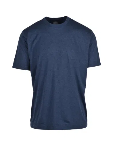 Mazzarelli Cotton-polyamide Blend Short-sleeve T-shirt With Relaxed Fit In Blue