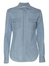 Mazzarelli Denim Athena Shirt With Side Pockets In Blue