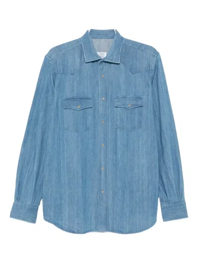 Mazzarelli Double-pocket Denim Shirt In Blue