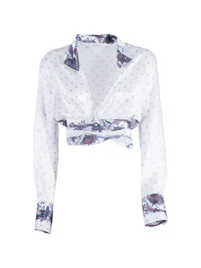 Mazzarelli Frida Damask-print Silk Shirt In White