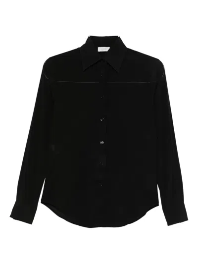 Mazzarelli Gea Point-collar Long-sleeve Shirt In Black