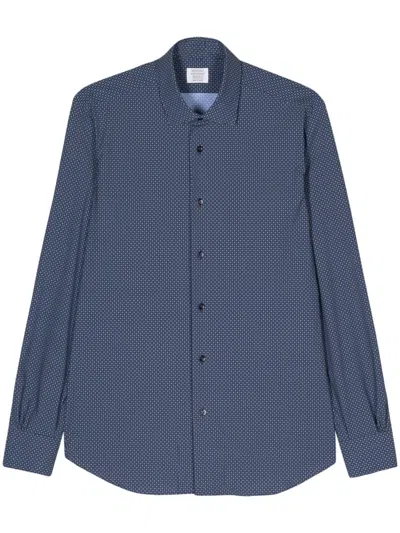 Mazzarelli Geometric-print Shirt In Blue