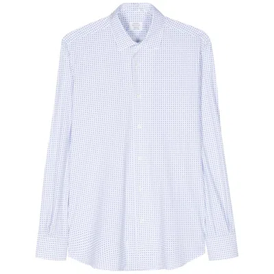 Mazzarelli Geometric-pattern Shirt In Blue