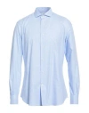 Mazzarelli Green Stone Man Shirt Light Blue Size 16 Cotton In Blue