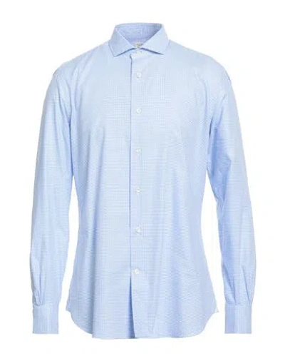 Mazzarelli Green Stone Man Shirt Light Blue Size 16 Cotton