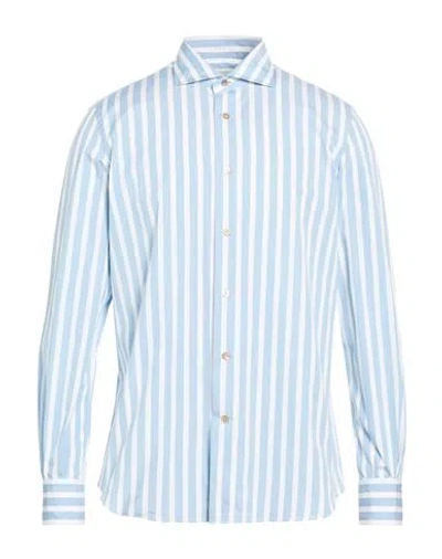 Mazzarelli Green Stone Man Shirt Light Blue Size 16 Cotton