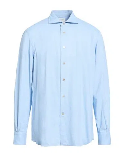 Mazzarelli Green Stone Man Shirt Light Blue Size 17 Cotton