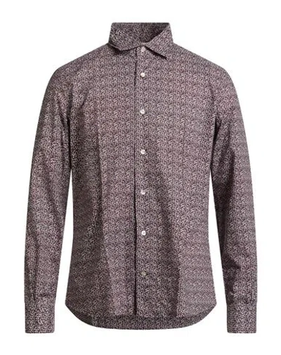 Mazzarelli Green Stone Man Shirt Plum Size 16 Cotton In Purple