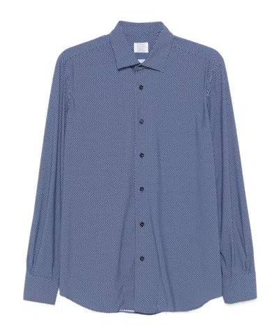 Mazzarelli Lapel Long Sleeve Shirt In Blue