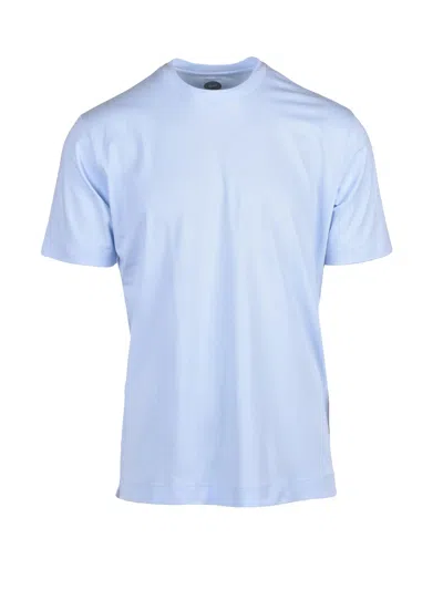 Mazzarelli Light Blue Cotton Stretch T-shirt With Classic Crew Neck