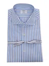 Mazzarelli Light Blue Striped Shirt In White
