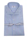 Mazzarelli Light Blue Striped Shirt In White