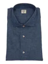 Mazzarelli Linen Blend Shirt In Blue In Blue