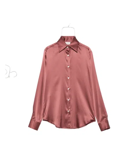 Mazzarelli Long-sleeve Silk-blend Shirt In Red