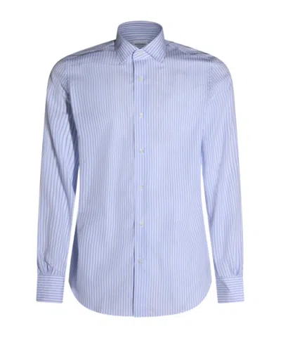 Mazzarelli Striped Buttoned Shirt In Blue