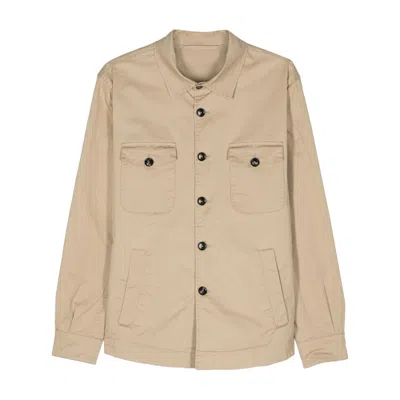 Mazzarelli Long-sleeve Cargo Shirt In Brown