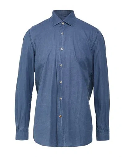 Mazzarelli Man Denim Shirt Blue Size 15 ½ Cotton