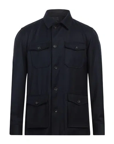 Mazzarelli Man Jacket Navy Blue Size Xl Cotton, Polyamide, Elastane In Black