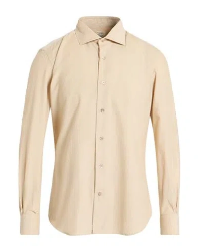 Mazzarelli Man Shirt Beige Size 17 ½ Cotton In Neutral