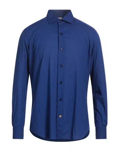 Mazzarelli Man Shirt Blue Size 15 ½ Cotton